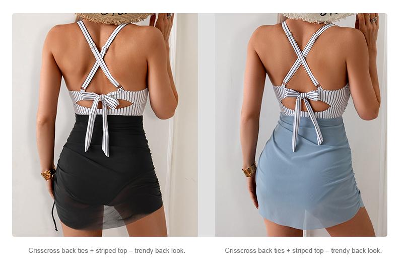 Women Mesh One Piece Swimdress Swimsuit Tummy Control V Neck Cutout Bathing Suit Wrap Drawstring Sarong Swimwear Deals for You Days