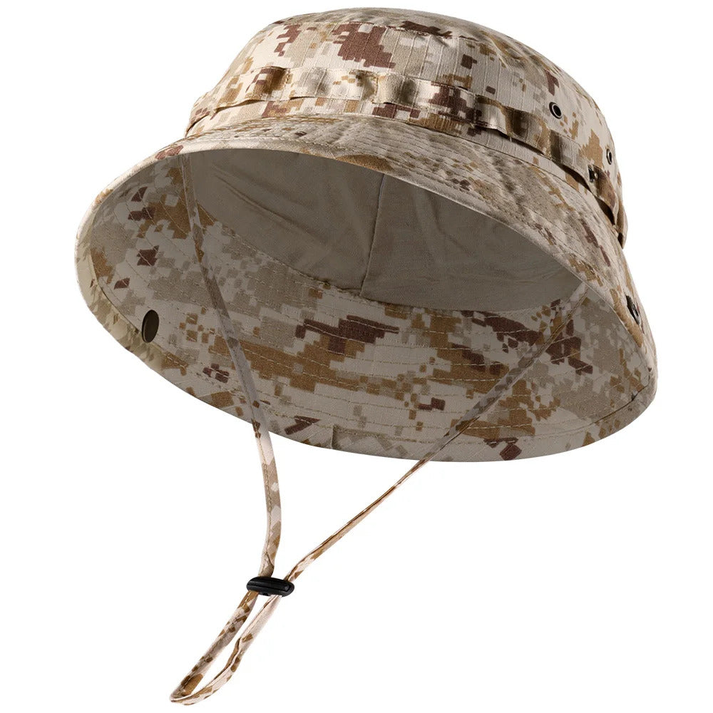 Tactical Fishing Boonie Hats Camouflage Panama Cap Hunting Shooting Outdoor Camping Sun Protection Folding Fisherman Bucket Hat