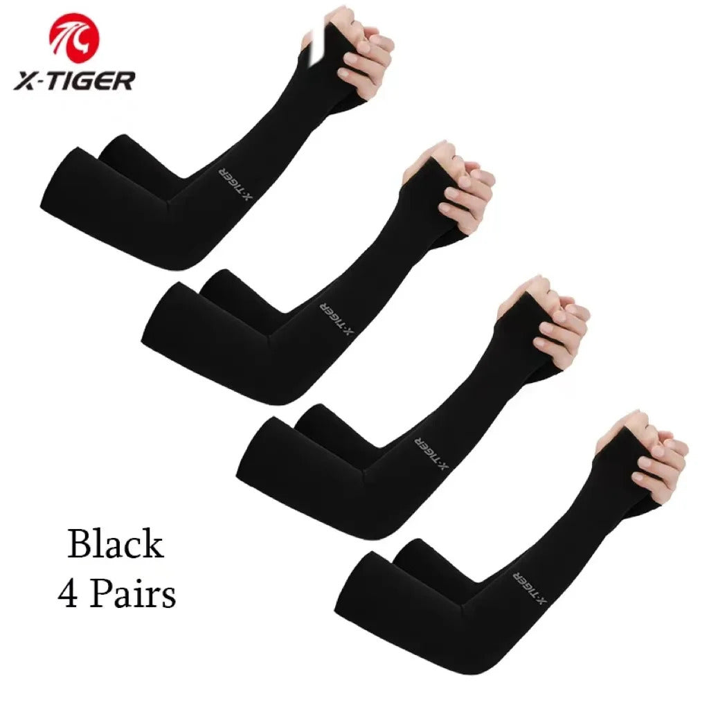 4 Pairs Cycling Arm Summer Ice Cloth Cycling Sleeves Sun Protection Unisex Breathable Running Volleyball Sleeves Outdoor