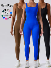Women's Seamless One-Piece Hip Lift Crew Neck Tummy Control Jumpsuit with Tank Top, Tummy Control Dance & Fitness & Workout Set, Stretch Sportswear for Outdoor Activities, Yoga Jumpsuit