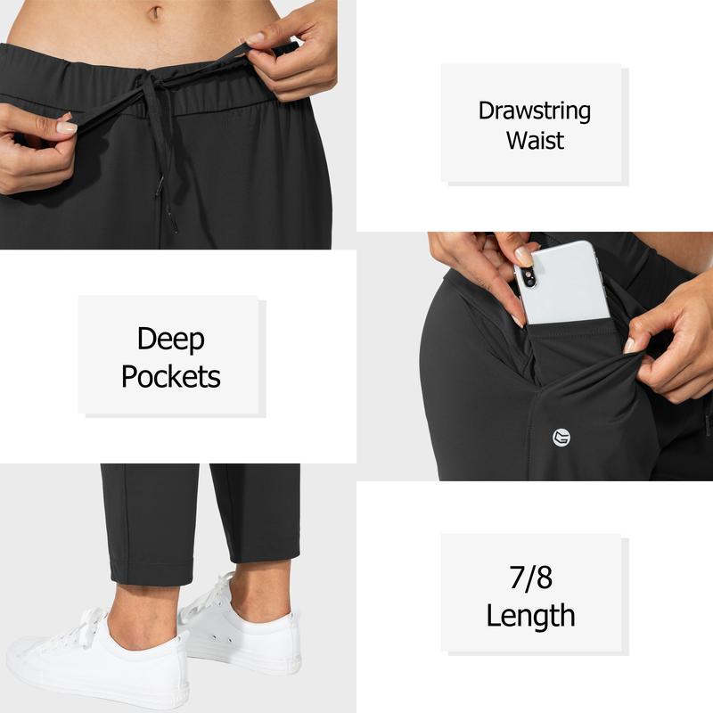 Women's Pants with Deep Pockets 7/8 Sporty Skinny Bottoms Stretch Ankle Sweatpants Solid Tracksuits
