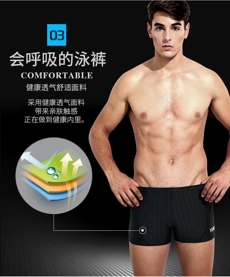 Swimming Trunks Men's Swimming Set Flat Angle Swimming Shorts Waterproof Quick-drying Swimming Suit Swimming Goggles Swim Cap