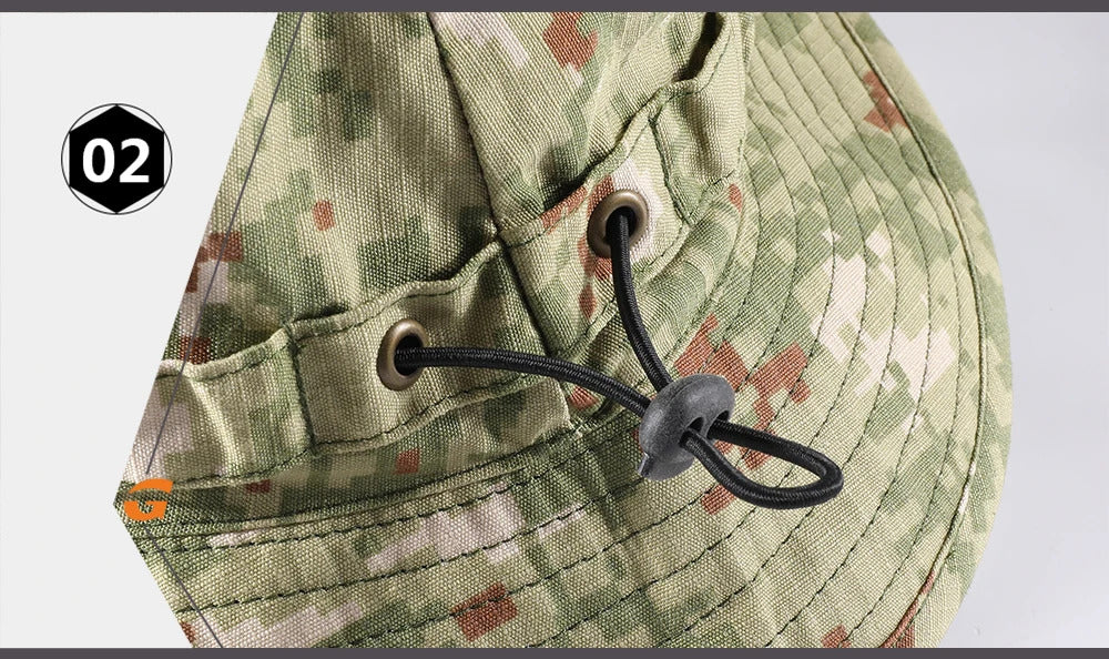 Tactical Fishing Boonie Hats Camouflage Panama Cap Hunting Shooting Outdoor Camping Sun Protection Folding Fisherman Bucket Hat