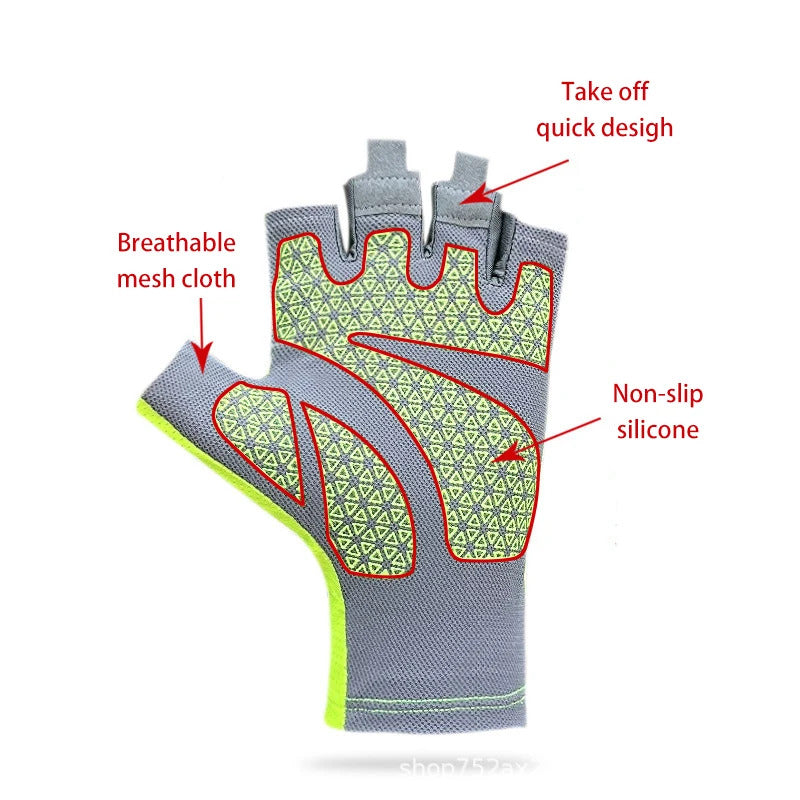 Summer Cycling Gloves Fingerless Fitness Fishing Women Men Spring Gym Breathable Non-slip Yoga Elastic Sport Bicycle Gloves
