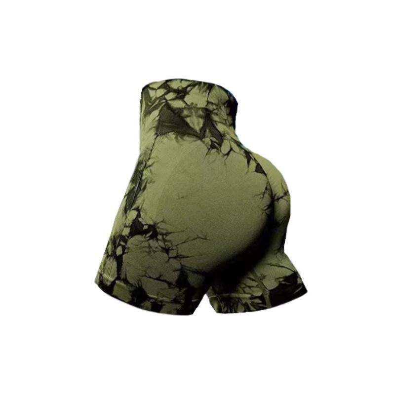 Women's Tie Dye Print High Waist Seamless Tummy Control Butt Lifting Sports Leggings, Casual Comfy Breathable Wide Waistband Skinny Shorts Yoga Leggings for Exercises Gym Workout, Women Sport & Outdoor Clothing for Summer
