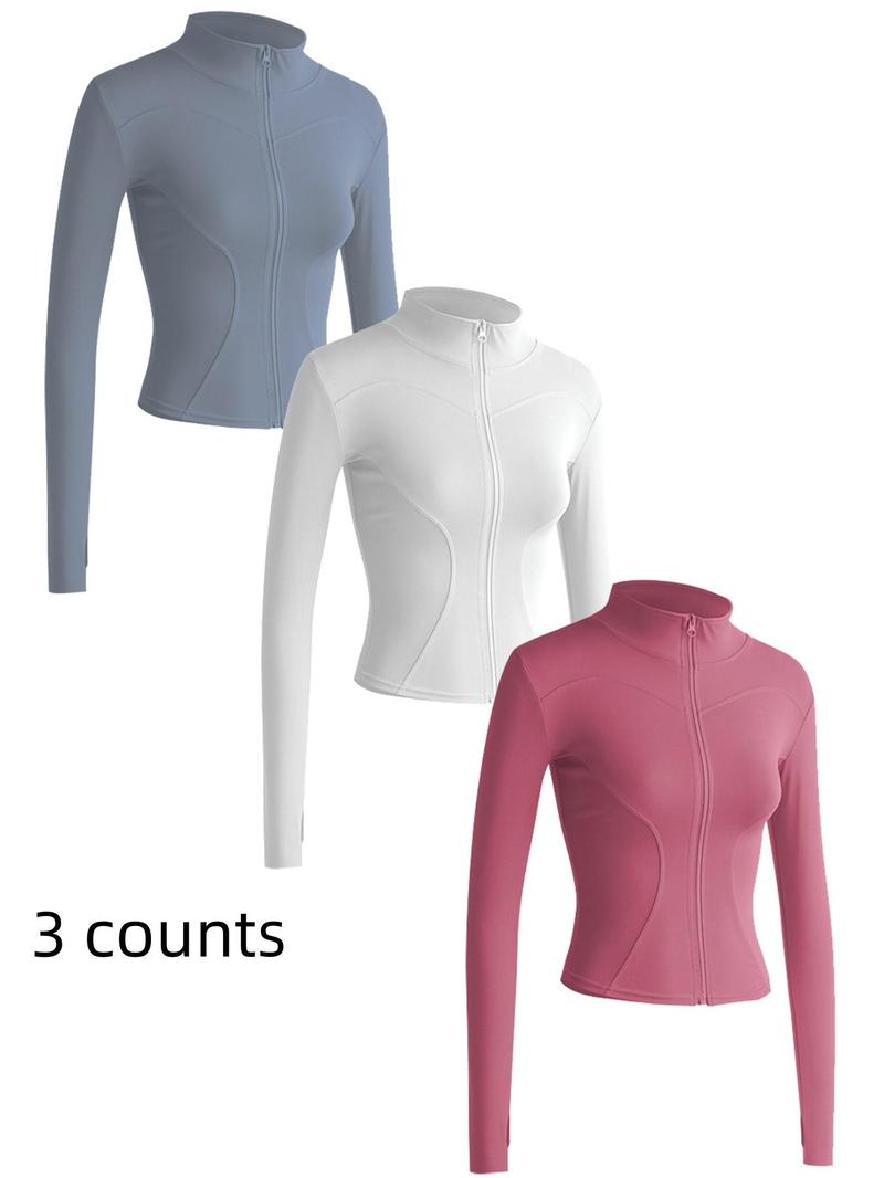Mock Neck Sports Outerwear, Athletic Long Sleeve Sports Top, Gym Clothes, Comfortable Ladies Jacket for Indoor Outdoor Wear, Gym Clothing, Valentine's Day Gift for Girl, Fall Gift