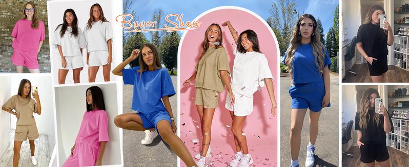 Womens 2 Piece Outfits Oversized Cropped Sweatshirt and High Waist Running Shorts Tracksuit Sets tracksuits men