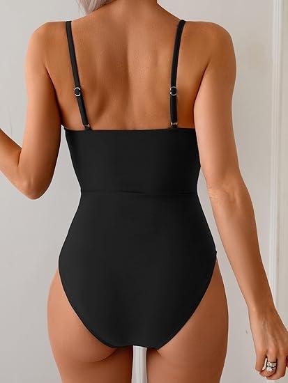 One Piece Swimsuit for Women Ring Linked Monokini Sexy Bathing Suit Cutout Swim Suit Outdoorfun