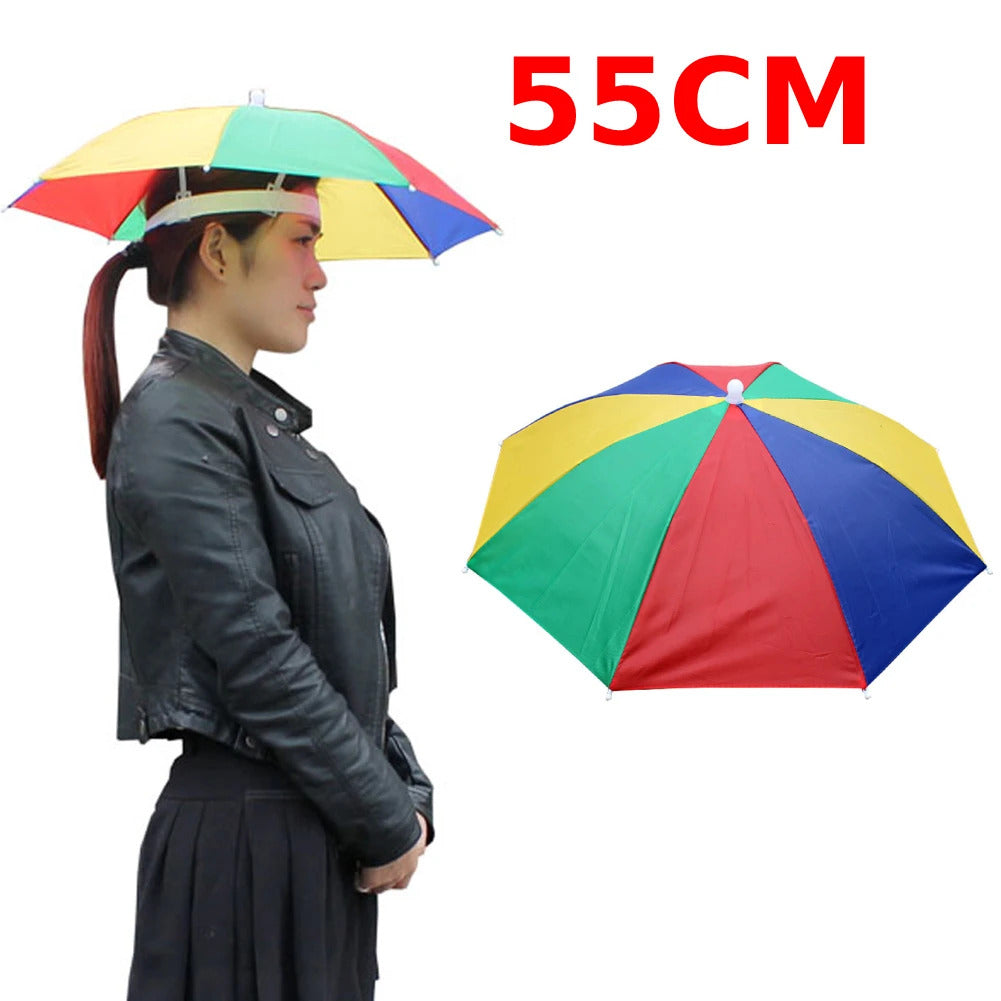 Portable Head Umbrella Hat Fishing Caps Anti-Rain Fishing Anti-Sun Umbrella Hat Adults Children Unisex Outdoor Pesca Sports Cap
