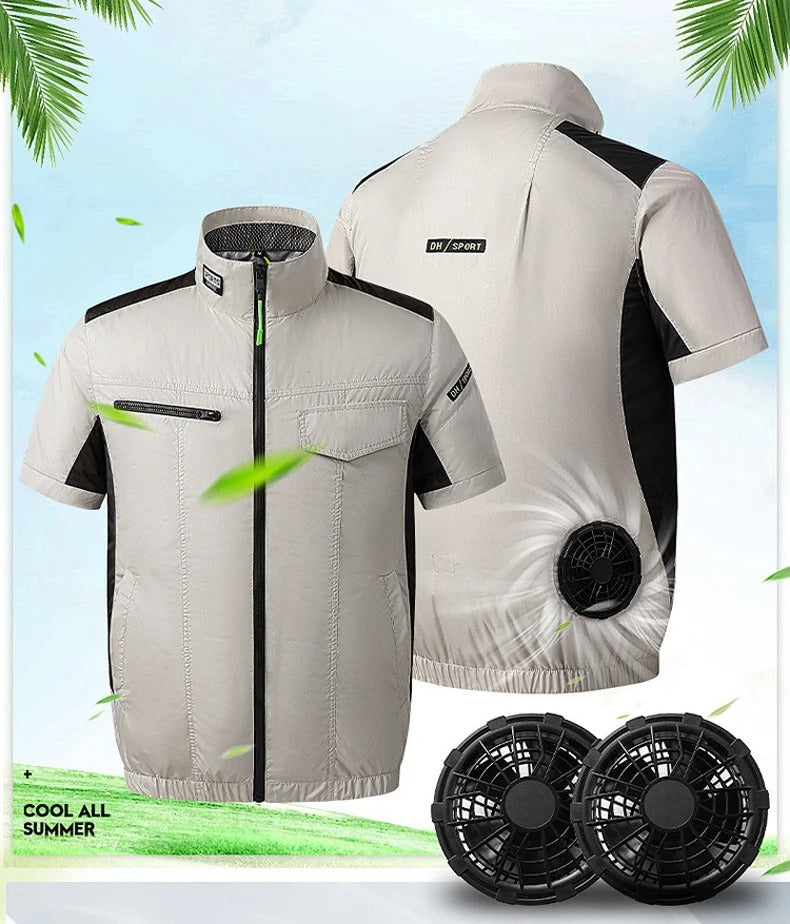 Summer Cool Vest Wearable Cooling Fan Vest Air-conditioned Clothes Usb Cooling 13 Hours For Outdoor Work  Fishing Short Sleeve