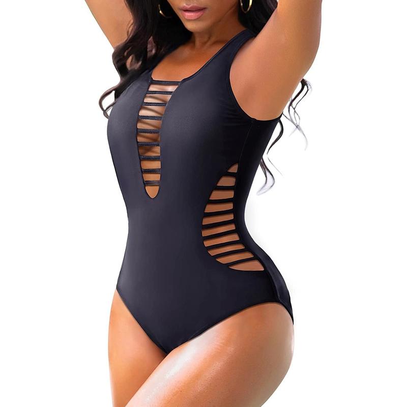 Women Sexy One Piece Swimsuits Plunge Deep V Neck Cutout Bathing Suits