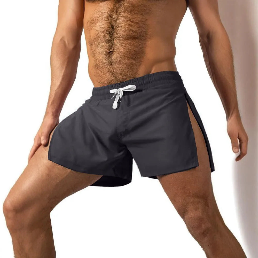 Summer Sports Shorts Men Sweatshorts Quick Dry Running Gym Beach Jogging Bottoms Men Fitness Training side Zipper Shorts Pants