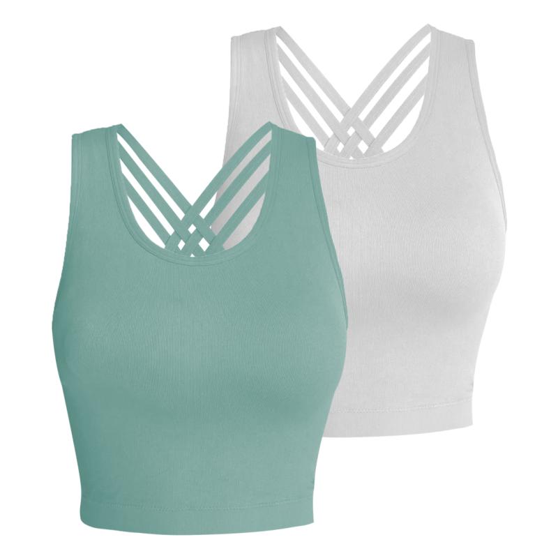 Pro-Fit Seamless 2 pieces  Cross-back sports bra, Comfortable, Support, Stretchy, Summer Outfits, everyday bra, Women Workout Clothes, Activewear 32678