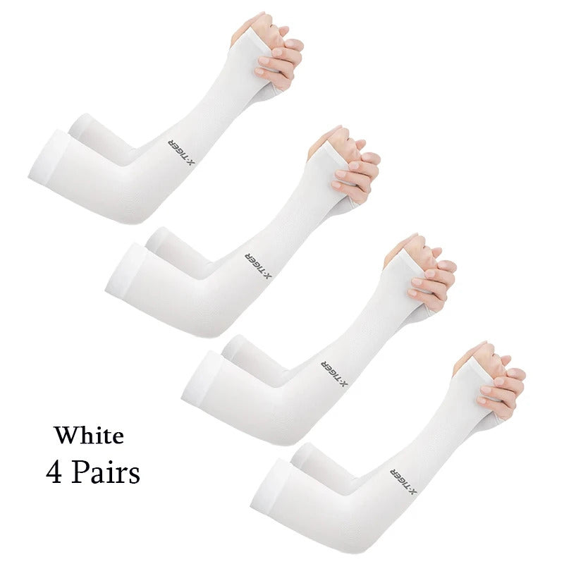 4 Pairs Cycling Arm Summer Ice Cloth Cycling Sleeves Sun Protection Unisex Breathable Running Volleyball Sleeves Outdoor