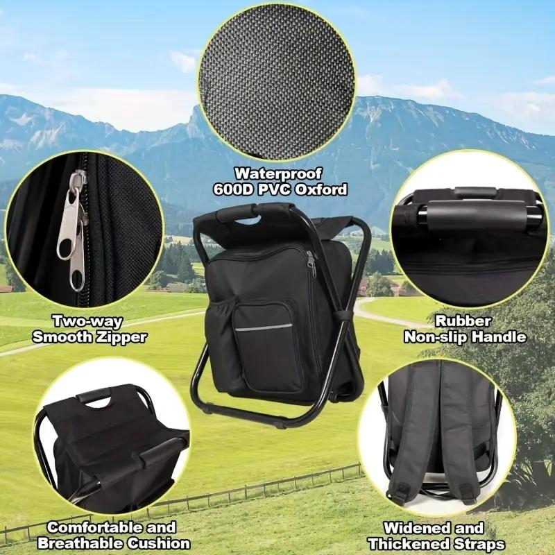 Foldable Camping Chair Backpack, Multifunctional Travel & Fishing Equipment, Outdoor Camping Furniture for Hiking, Beach & Hunting