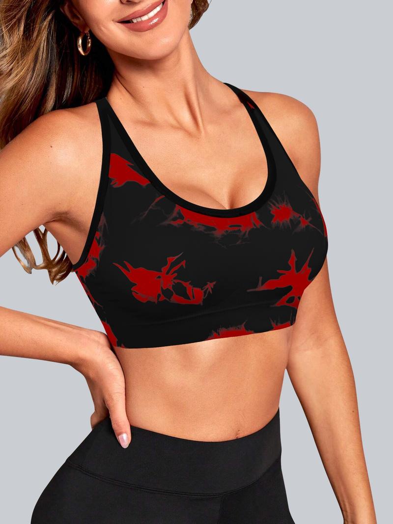 Women's Tie Dye Print Sports Bra, Breathable Comfortable High Stretch Sports Bra, Ladies Sportswear for Indoor Outdoor Wear, Women Workout Clothes