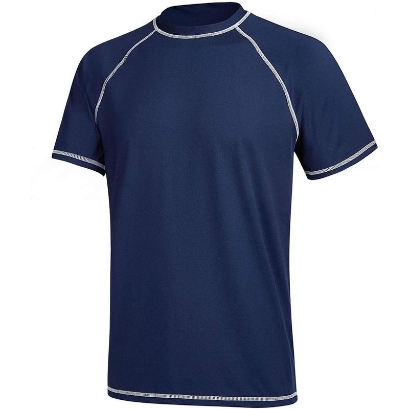 Men's UPF 50+ Rashguard Swim Tee Short Sleeve Running Shirt Swimwear Swim Hiking Workout Shirts #fathersdaygifts