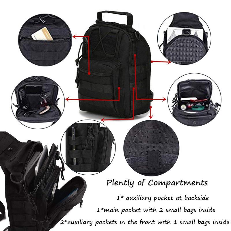 Tactical Compact EDC Shoulder Sling Bag for Men - Crossbody and Chest Pack for Travel, Camping, Trekking, Outdoor Sports - Adjustable Multifunction Durable dealsforyoudays