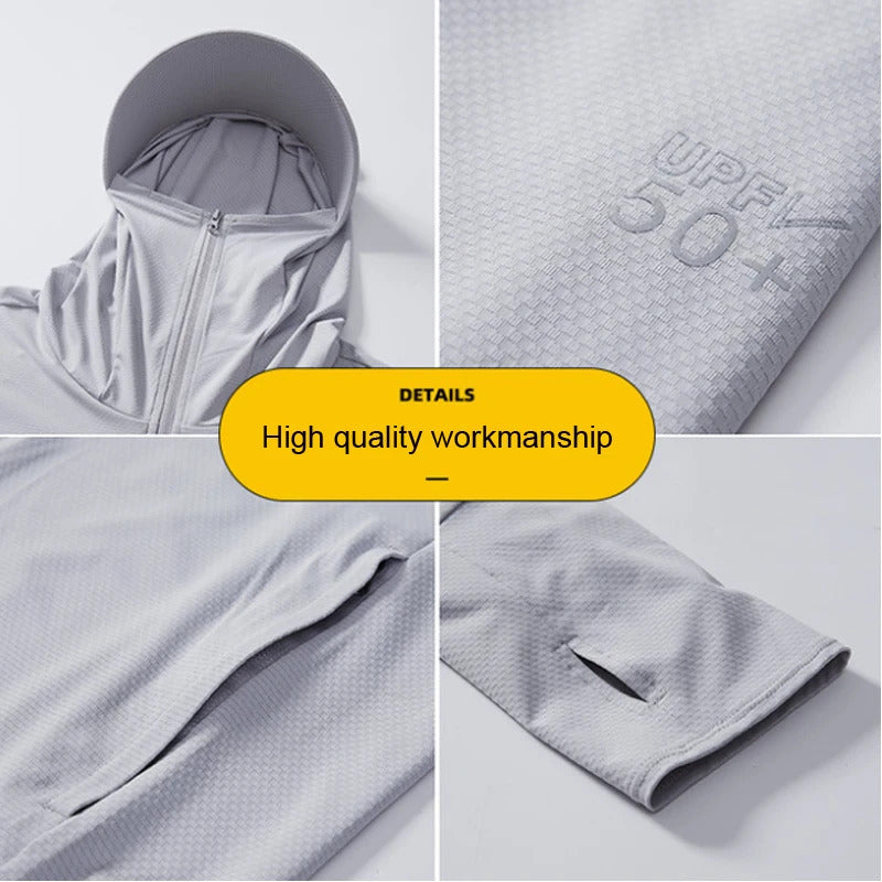 Summer Women Men Fishing Shirt UV Proof Coat Quick Dry Thin Sunscreen UPF50+ Outwear Hooded Cycling Beach Clothes