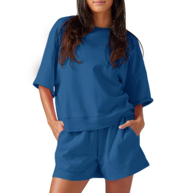 Womens 2 Piece Outfits Oversized Cropped Sweatshirt and High Waist Running Shorts Tracksuit Sets tracksuits men
