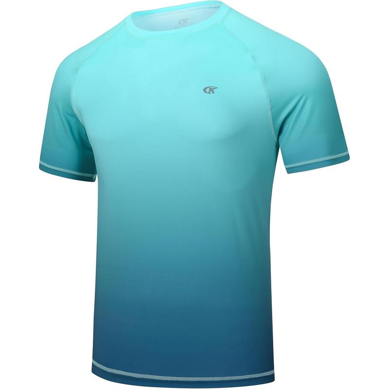 Men's UPF 50+ Rashguard Swim Tee Short Sleeve Running Shirt Swimwear Swim Hiking Workout Shirts #fathersdaygifts