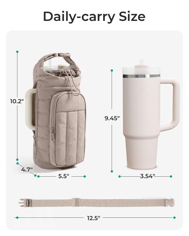 Water Bottle Holder Bag with Strap, 40/32 oz Gym Accessories with Phone Pocket, Sling Bag Purses for Women Drinkware Tumble
