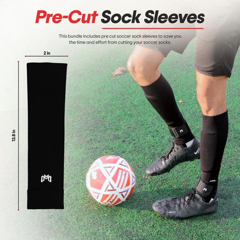 Elite Soccer Bundle - Grip Sock, Shin Guards, Pre-Cut Sock Sleeves, and Shin Guard Straps Bundle – Essential Equipment for Futbol Players