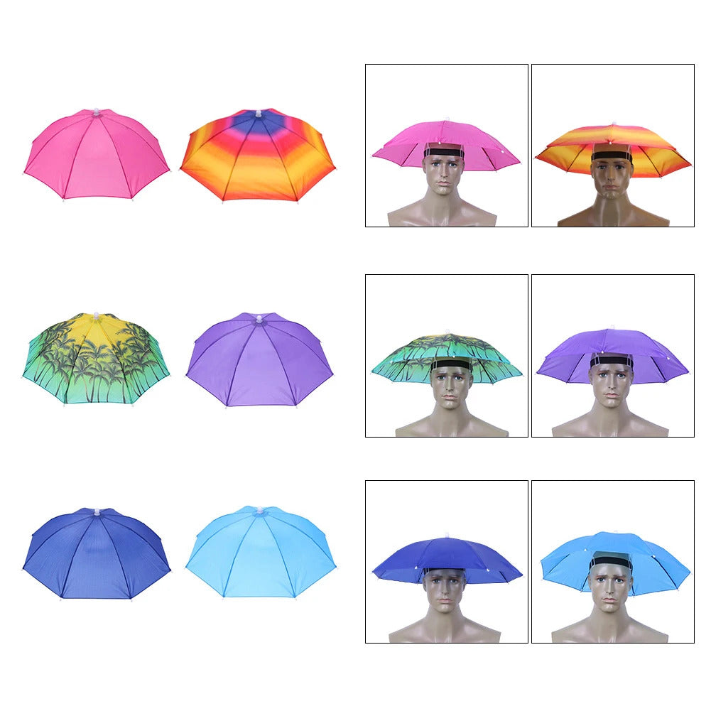 Portable Head Umbrella Hat Fishing Caps Anti-Rain Fishing Anti-Sun Umbrella Hat Adults Children Unisex Outdoor Pesca Sports Cap