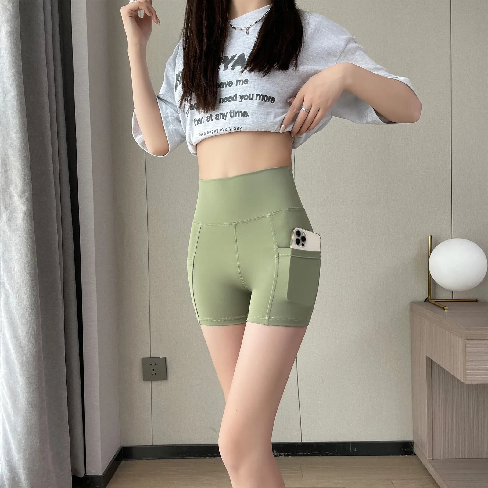 Women Sports Short Yoga Shorts High Waist Breathable Soft Fitness Tight Women Yoga Legging Shorts Cycling Athletic Gym Shorts