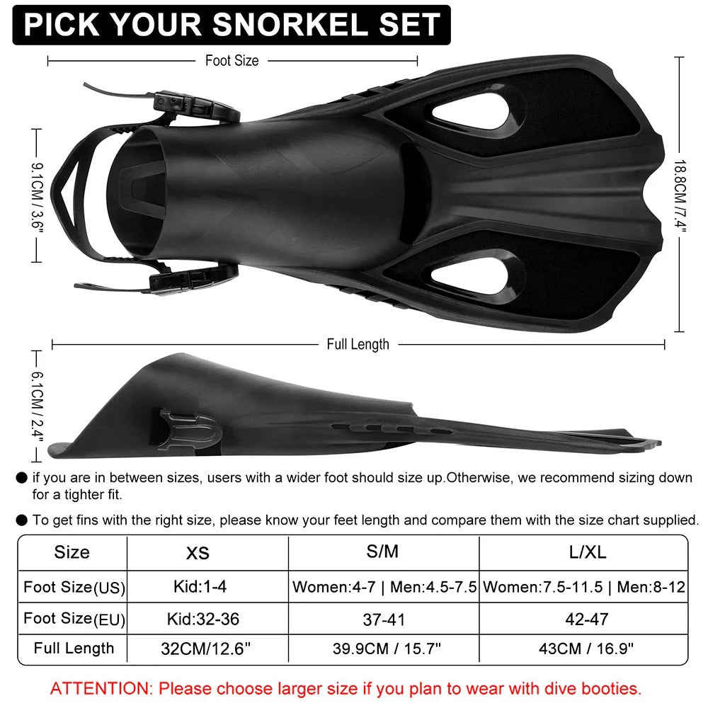 Swim Flippers Short Diving Frog Shoes Duck Webs Adjustable Silicone Travel Size Open Heel Adult Men Women Youth Kid