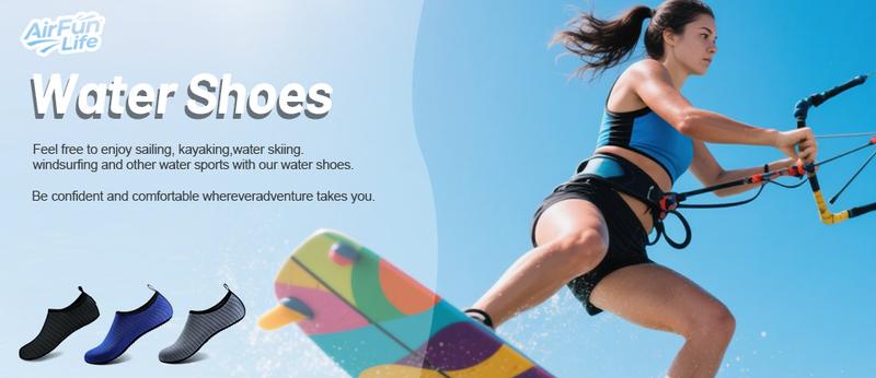 Quick-Dry Water Shoes for Women & Men - Aqua Socks Barefoot Swim Beach Yoga Exercise Pool Camping Gift with Breathable Elastic Fabric and Anti-Slip Sole Watershoes