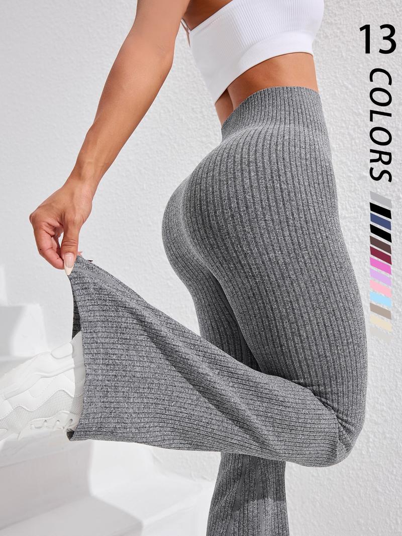 Women's Solid High Waist Sports Leggings, Casual Comfy Breathable Skinny Pants for Yoga Gym Workout Running, Ladies Sportswear for All Seasons, Fitness Summer Bottoms