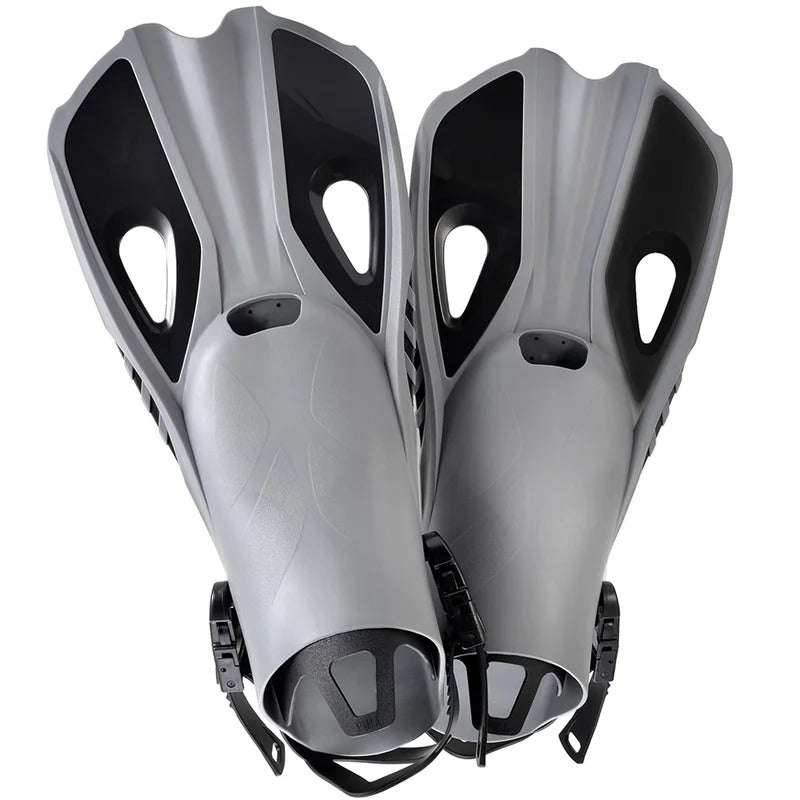Swim Flippers Short Diving Frog Shoes Duck Webs Adjustable Silicone Travel Size Open Heel Adult Men Women Youth Kid