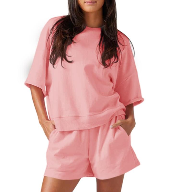 Womens 2 Piece Outfits Oversized Cropped Sweatshirt and High Waist Running Shorts Tracksuit Sets tracksuits men