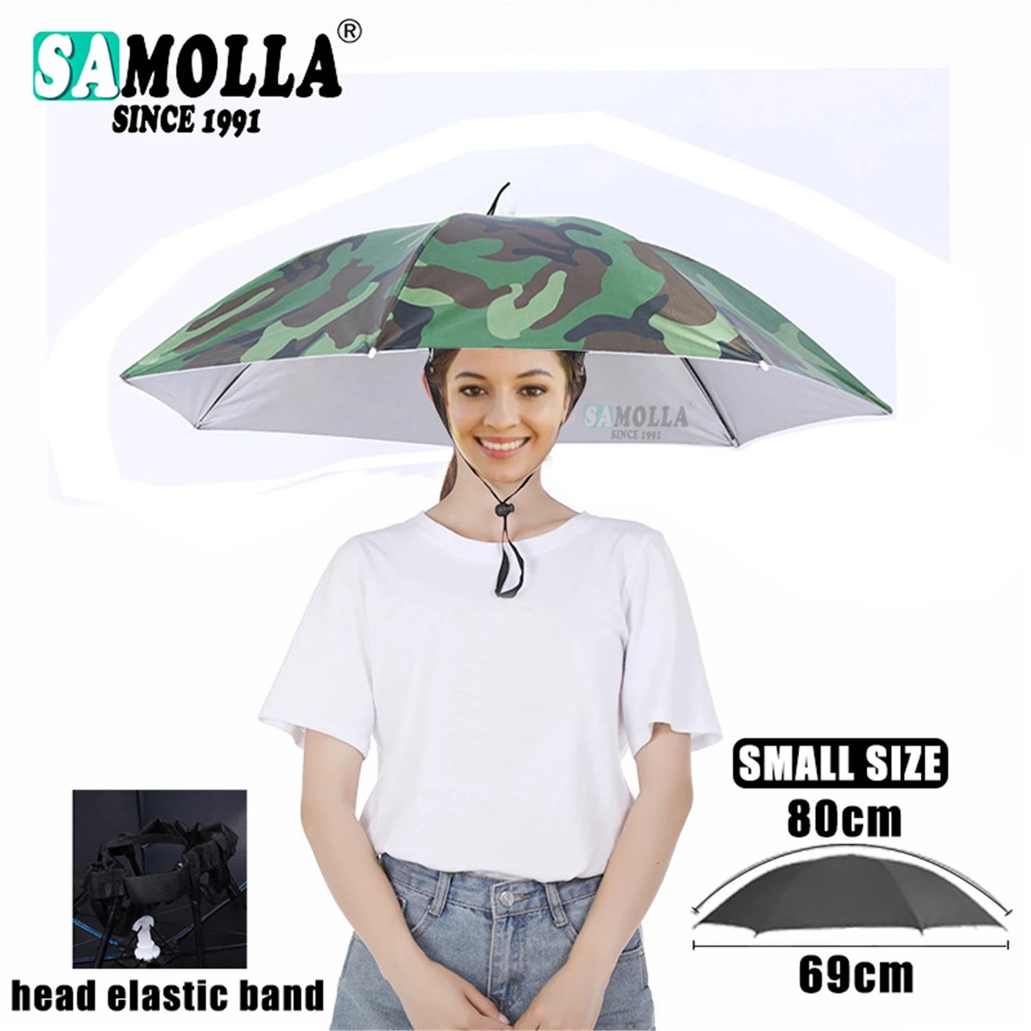 Portable Rain Umbrella Hat Army Green Foldable Outdoor Pesca Sun Shade Waterproof Camping Fishing Headwear Cap Beach Head Hats