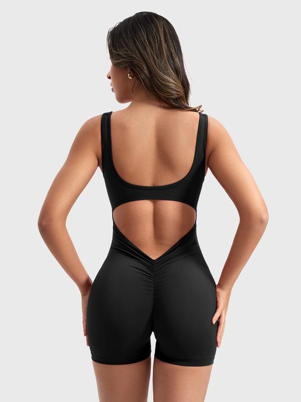 YEOREO One Piece  Jumpsuits for Women Backless Tummy Control Sleeveless Jumpsuits Lizvette V Back Scrunch Yoga Romper Gym Outfit Crop Top Workout Apparel Stretchable Activewear