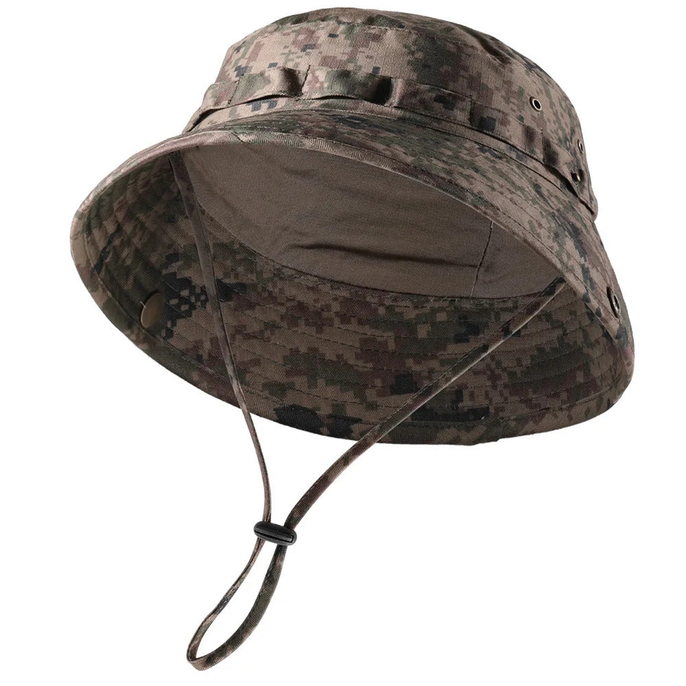 Tactical Fishing Boonie Hats Camouflage Panama Cap Hunting Shooting Outdoor Camping Sun Protection Folding Fisherman Bucket Hat