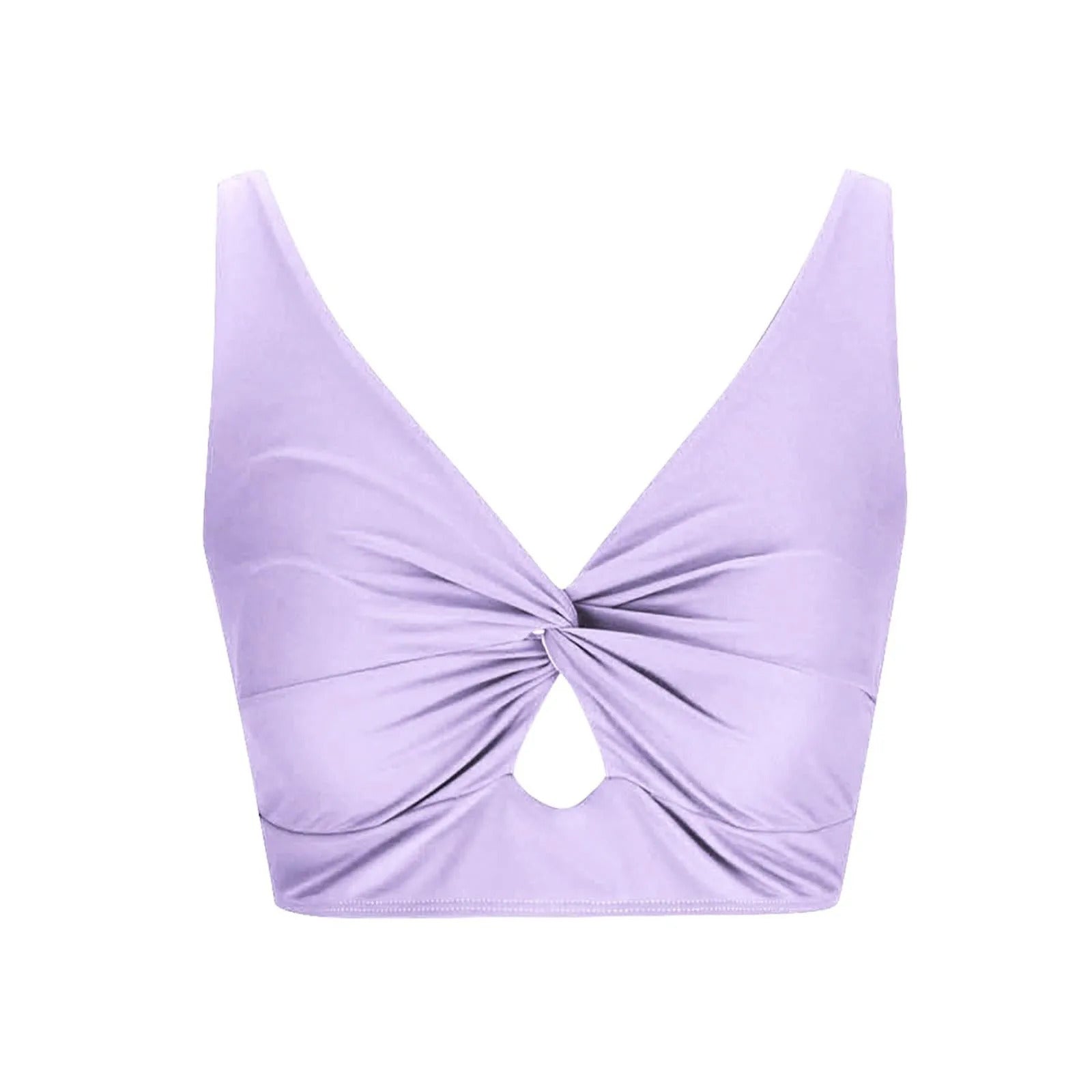 Women'S Swimsuit Top Solid Colour Bikini Swimsuit Fashion Gathering Push Up Tankini Swimsuit Sexy Backless Cross Strap Bikini
