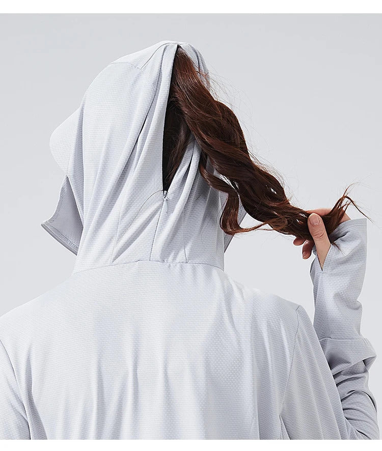 Summer Women Men Fishing Shirt UV Proof Coat Quick Dry Thin Sunscreen UPF50+ Outwear Hooded Cycling Beach Clothes
