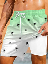 Men's All Over Print 2 in 1 Drawstring Waist Swimming Beach Shorts, Casual Quick Drying Swim Shorts for Summer, Men's Swimwear for Beach Vacation Outdoor, Clothing, Summer Swim Bottoms, Summer Swim Trunks, Swimbottoms, Swimtrunks