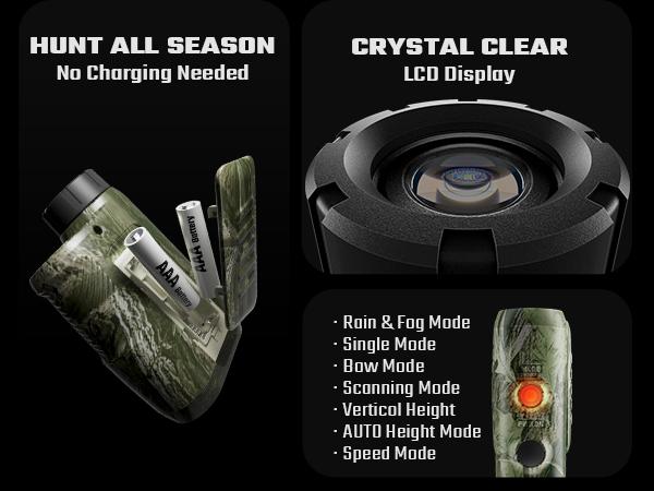 Hunting Rangefinder PF2E Precision Rangefinder, ±0.5yd Accuracy, 656Y Laser Range Finder,6X Magnification,Rain & Fog,bow Mode, Measuring speed,0.3s Instant Measurement,for Hunting & Golr rangefinder,Gift,Outdoor Surveying & Mapping