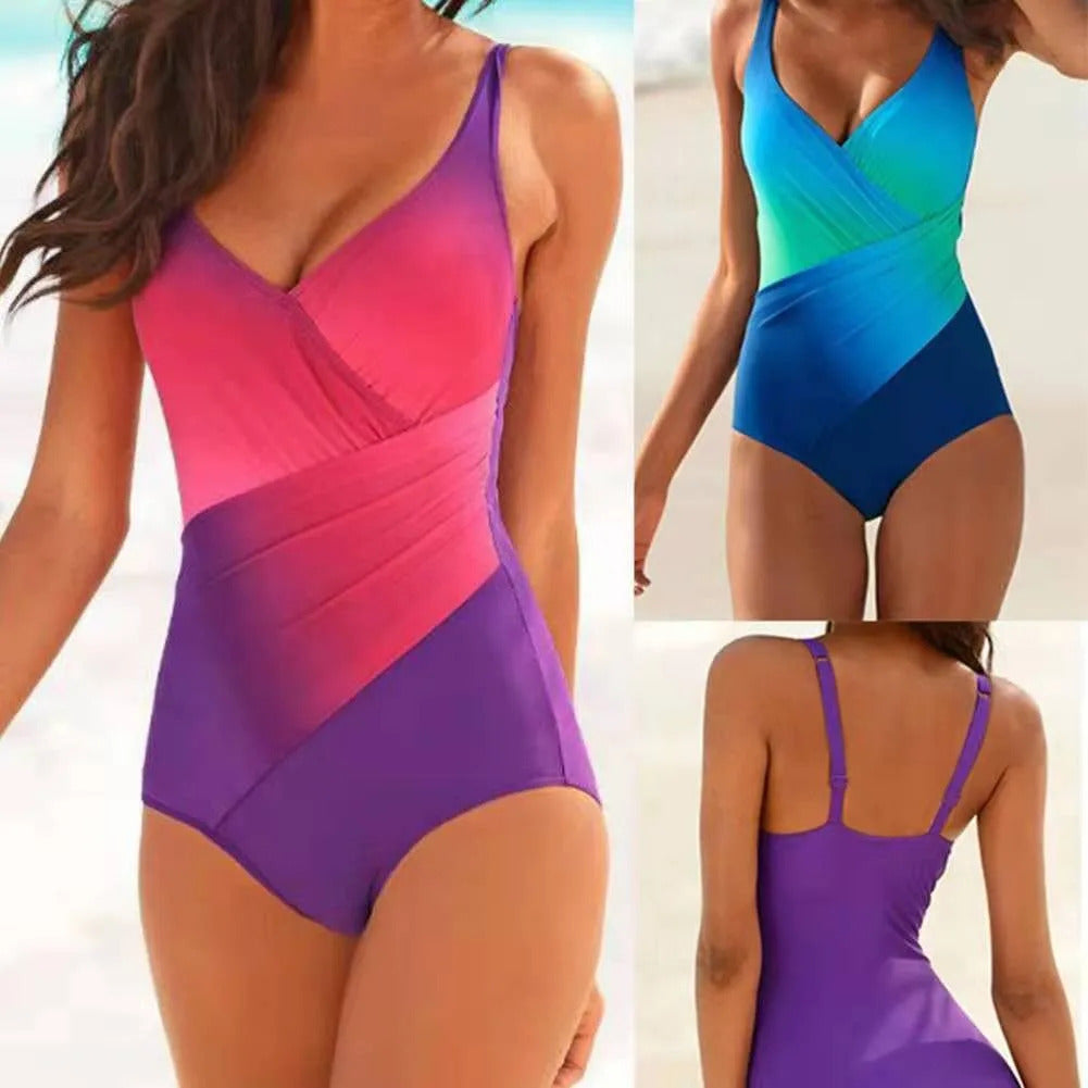 One-Piece Swimsuits Women'S Sports Swimwear Sport Swimsuit Open Back Beach Wear Bathing Suit Rainbow Gradient Beach Swimwear