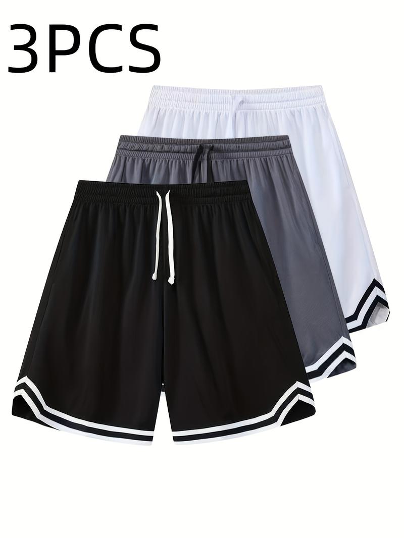 3PCS Men's Mesh Shorts, Three-Piece Set, Sports Basketball Shorts, Running, Fitness, Cycling, Hiking, Swimming, Quick-Dry, Breathable Elastic Shorts