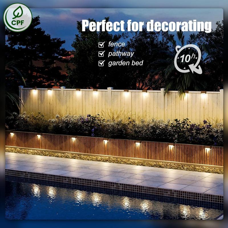 8-Pack Solar Deck Lights – Waterproof Outdoor LED Step Lights, Warm White, Auto On/Off, Easy Install for Patio, Stairs, Fence, Garden Landscape Lighting