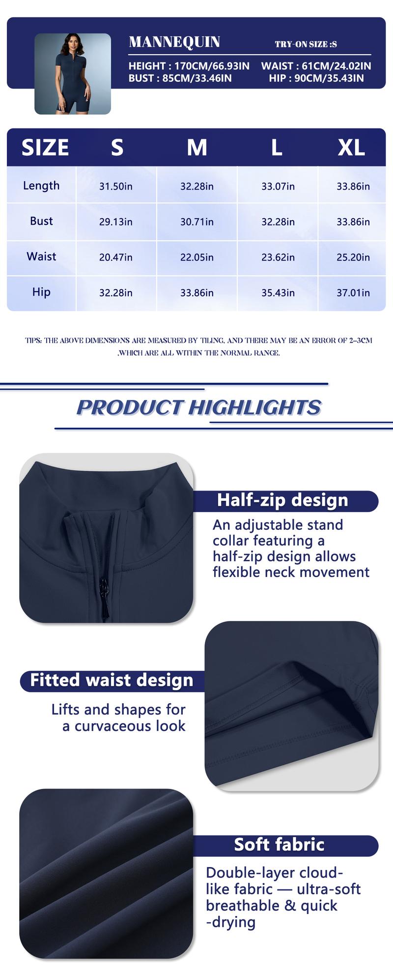 Women's Solid Zipper Mock Neck Sports Romper,  Summer Clothes Women, Casual Sporty Activewear One-piece Sports Romper for Yoga Gym Workout Running