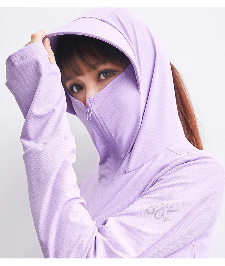 Summer Women Men Fishing Shirt UV Proof Coat Quick Dry Thin Sunscreen UPF50+ Outwear Hooded Cycling Beach Clothes
