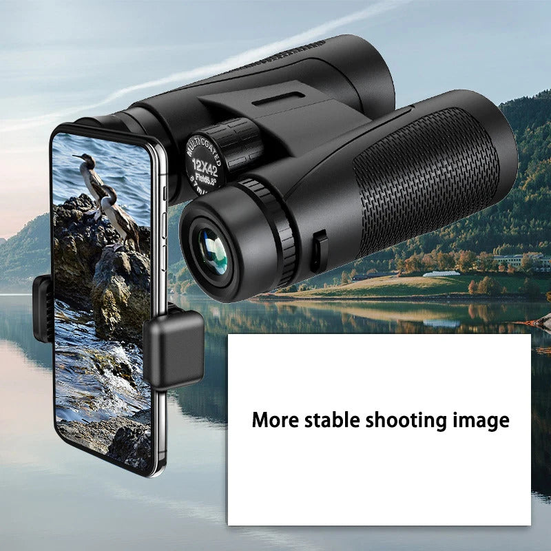 Powerful Telescope 12X42 Professional Binoculars Low Light BAK4-Prism Long Range Waterproof Military Hunting Camping Equipment