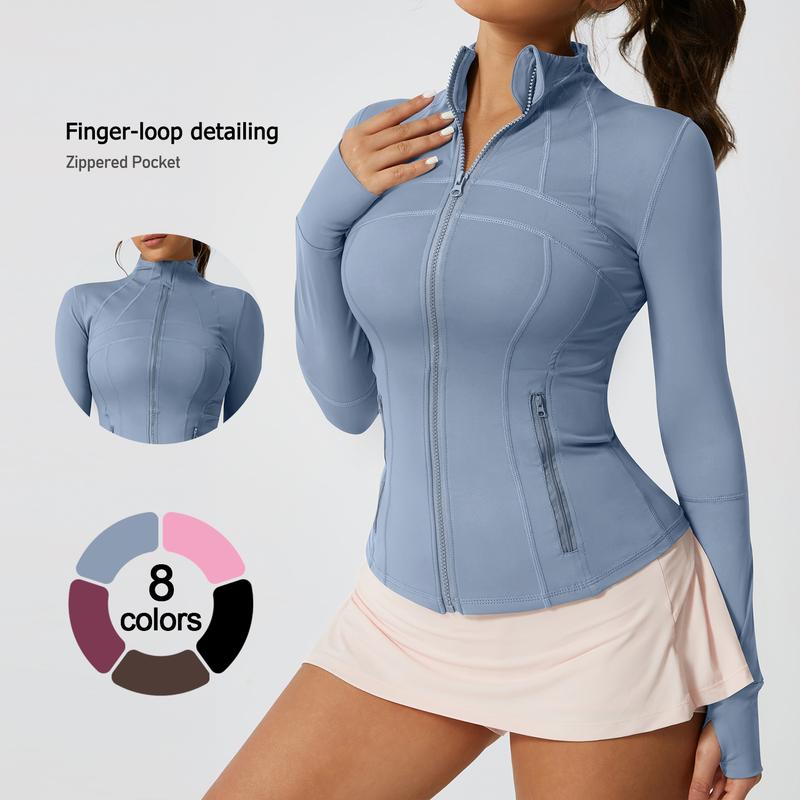 Women's Solid Color Multi-Functional Paneled Zippered Sports Yoga Jacket,gym workouts, badminton, and casual exercise. workout clothes women Design