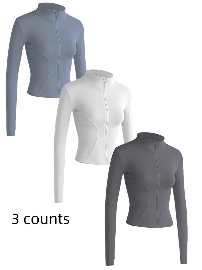 Mock Neck Sports Outerwear, Athletic Long Sleeve Sports Top, Gym Clothes, Comfortable Ladies Jacket for Indoor Outdoor Wear, Gym Clothing, Valentine's Day Gift for Girl, Fall Gift