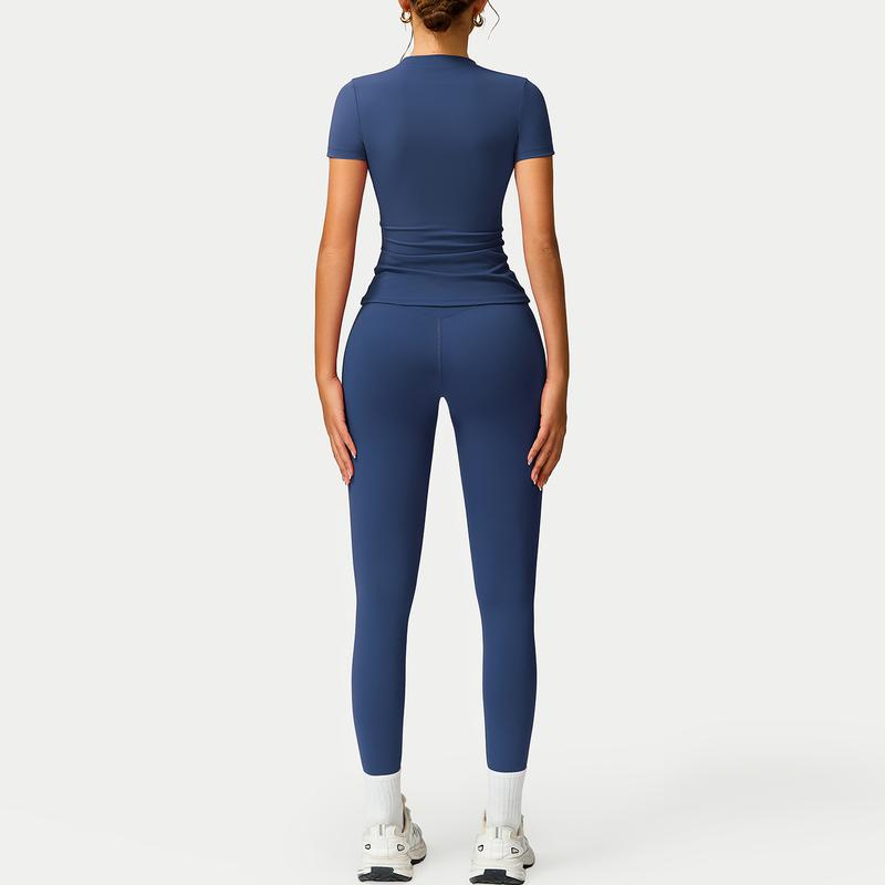 Women's 2-Piece Cherry Print Crew Neck Tee & High-Waist Leggings Set , Extended Hemline, Quick-Dry Snug , Yoga, Gym, Athleisure , Women's Activewear Pilates Outfits Compression Shirts Sweatpants